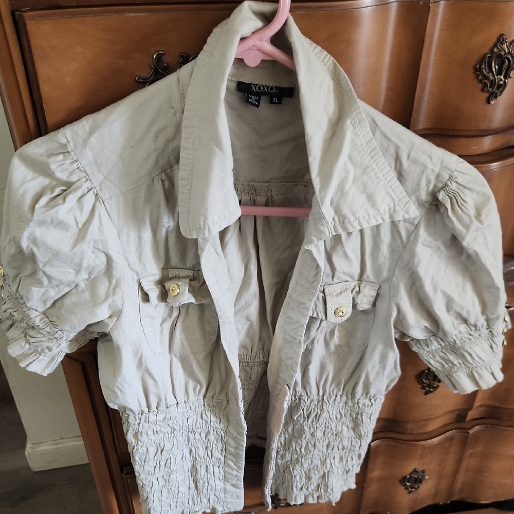 XOXO Cream Short Sleeve Jacket